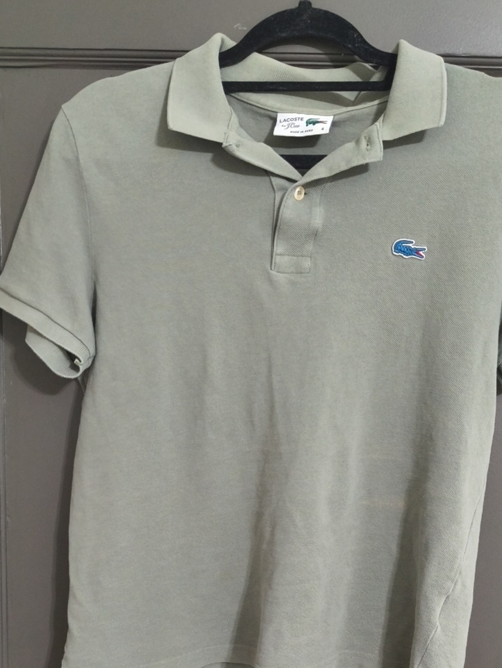Lacoste X J. Crew Size 4 Slim Polo Like New Gray Olive